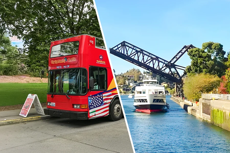 City Sightseeing: Seattle Hop-on Hop-off Bus Tour with One-way Ballard Locks Cruise, Seattle