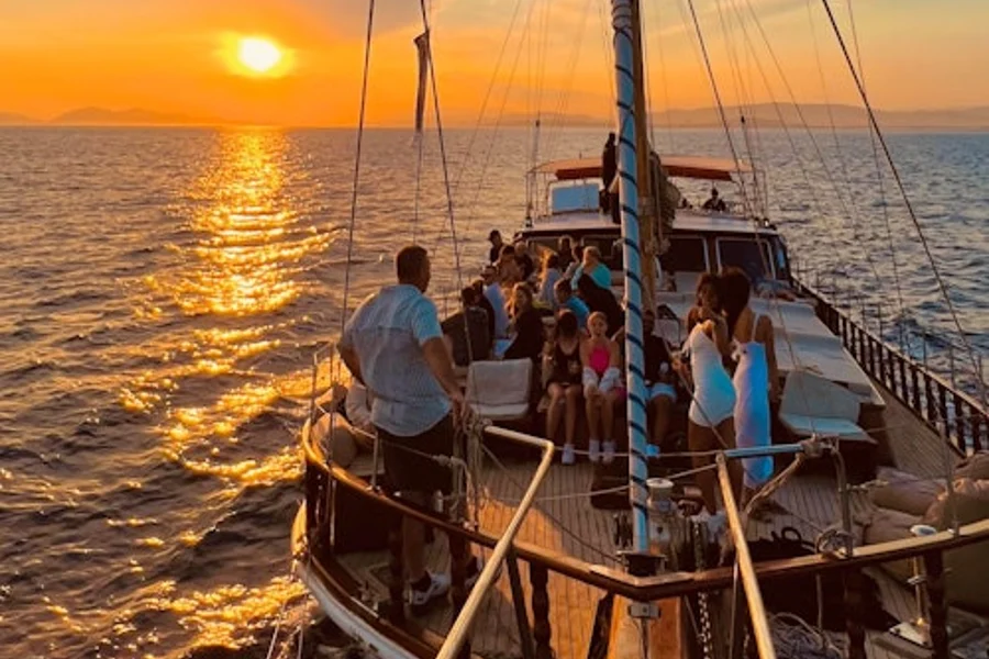 Athens: Riviera Sunset Party Boat with Drinks and Snacks, at Athens Boat Trips & Cruises, Piraeus