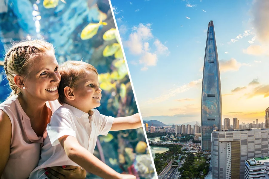 Combo (Save 38%): Lotte World and Aquarium + Seoul Sky Observatory Tickets, Seoul