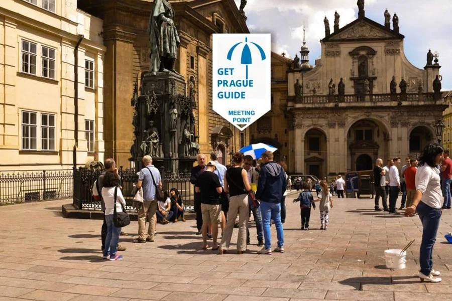 Alamat na Beer Tour ng Prague kasama ang Hapunan, at In front of the Statue of Charles IV, Křižovnické square, Prague