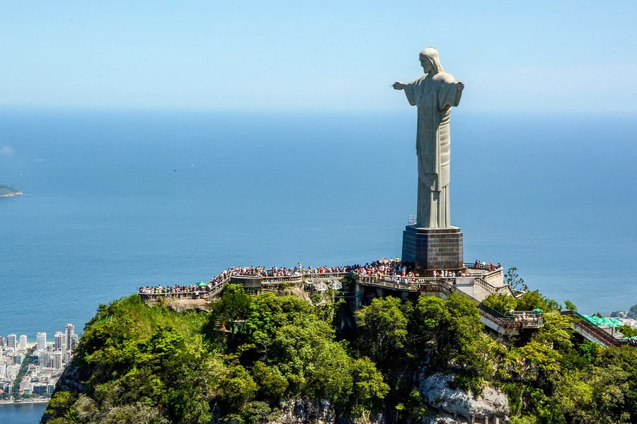 از ریو: مسیح نجاتدهنده، پلههای سلرون و کوه کلهقندی در غروب آفتاب, Rio de Janeiro