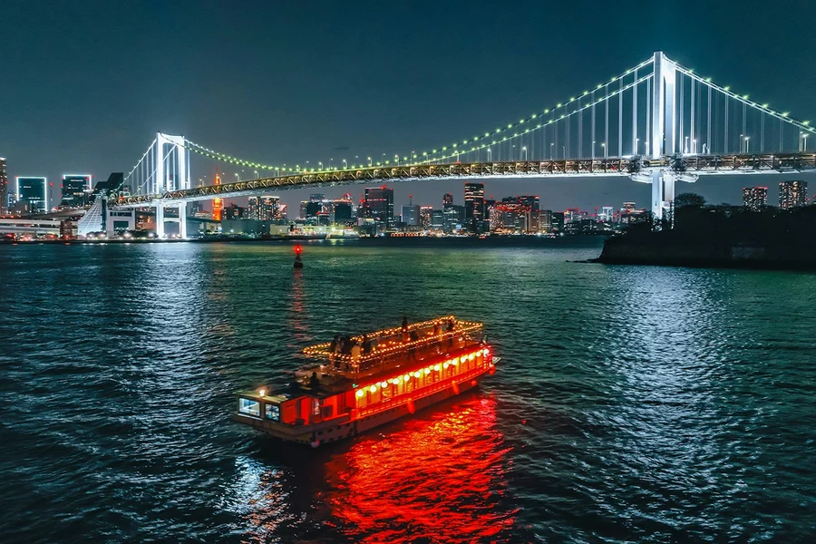 Traditional Yakatabune Hot Pot Cruise with Shamisen Show & Tokyo Tower Entry, at Etchūjima Pier, Tokyo