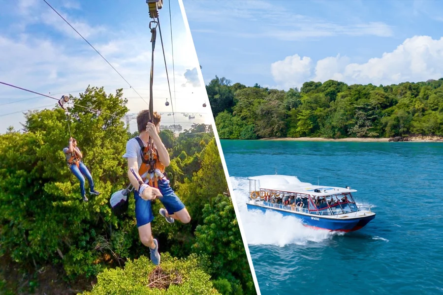 Kombinált jegy: MegaZip jegyek a Mega Adventure Park Sentosában + Szingapúri Kabalevasút Sky Pass / Albatross Speedboat kalandok, Singapore